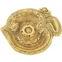 White Metal Gold Plated Diwali Laxmi Ganesh Chocki God Idol with Metal om Shape Incense Stick Holder, 2 image