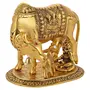Aluminum Kamdhenu Cow And Calf With Krishna Spiritual Showpiece (20 x 14 x 18 cm Gold), 2 image