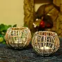 Wire Tangle Silver Tea Light Candle Holder for Home Decoration for Home Room Bedroom Lights Decoration Metal Candle Holder Stand with Free Candle - Pack of 2