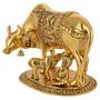 Aluminum Kamdhenu Cow And Calf With Krishna Spiritual Showpiece (20 x 14 x 18 cm Gold), 3 image