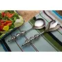 Salad Server Fork and Spoon Set of 2 Stainless Steel with Silver Round Glass-Bead Handle and Black Dots, 2 image