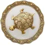 Metal Feng Shui Tortoise On Plate Showpiece Item (Golden Diameter: 5.5 Inch), 4 image