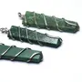 Stone Jade Gemstone Flat Wrapped Pendant For Man, Woman, Boys & Girls- Color- Green (Pack of 1 Pc.), 5 image