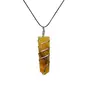 Stone Yellow Quartz Flat Wrapped Pendant For Man, Woman, Boys & Girls- Color- Yellow (Pack of 1 Pc.), 4 image
