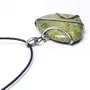 Stone Vesuvianite Flat Wrapped Pendant For Man, Woman, Boys & Girls- Color- Green (Pack of 1 Pc.), 4 image