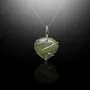 Stone Vesuvianite Flat Wrapped Pendant For Man, Woman, Boys & Girls- Color- Green (Pack of 1 Pc.), 5 image