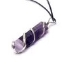 Stone Amethyst Double Point Pendant For Man, Woman, Boys & Girls- Color- Purple (Pack of 1 Pc.), 3 image