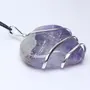 Stone Amethyst Heart Wrapped Pendant For Man, Woman, Boys & Girls- Color- Purple (Pack of 1 Pc.), 3 image