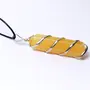 Stone Golden Calcite Double Point Pendant For Man, Woman, Boys & Girls- Color- Orange (Pack of 1 Pc.), 2 image