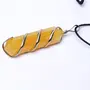 Stone Golden Calcite Double Point Pendant For Man, Woman, Boys & Girls- Color- Orange (Pack of 1 Pc.), 3 image