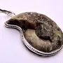 Stone Ammonite Pendant For Man, Woman, Boys & Girls- Color- White/Grey (Pack of 1 Pc.), 2 image