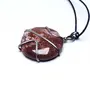 Stone Red Jasper Round Cabochon Wrapped Agate Crystal Pendant For Man, Woman, Boys & Girls- Color- Red (Pack of 1 Pc.), 2 image