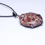 Stone Red Jasper Round Cabochon Wrapped Agate Crystal Pendant For Man, Woman, Boys & Girls- Color- Red (Pack of 1 Pc.), 4 image