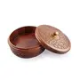 Multipurpose Wooden Casserole with Lid for Chapati (7.5.x7.5x5-inch Outer Dimensions Brown)