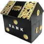 Wooden Hut Shaped Money Bank Black Colored with Gotta Work | Coin Box | Money Bank for Coins and Money for Kids and Adult