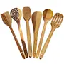Natural Serving and Cooking Spoon Set 6 for Non Stick Spoon for Cooking Non Stick | 1 Frying 1 Serving 1 Spatula 1 Chapati Spoon 1 Desert 1 | Sheesham Wood | Size Large
