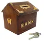 Handmade Wooden Money Bank Hut Style Kids Piggy Coin Box (4 Inch)