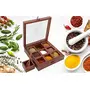 Handcrafted Wooden Spice Box Masala Holder or Spice Rack for Kitchen with Lid 9 Compartments Multi Uses