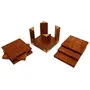 Brown Beautiful 4 Pillars Wooden Tea Coaster Handmade Retro Wood Coaster Set with 6 Square Table Coaster Set of 6, 2 image