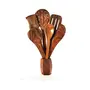 Wood Handmade Wooden Serving and Cooking Spoon with Stand/Holder (Set of 6)