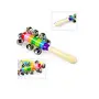 colorful wooden rainbow handle jingle bell rattle toys pack of 2 rattle- Multi color, 2 image