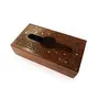Crafts A to Z Handmade Wooden Tissue Box Napkin Holder Cover with Brass Inlay and Velvet Interior 10 x 6 Inches, 2 image