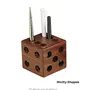 Wooden Paper Weight | Cube dice Pen Holder | dice Cum Pen Stand Cum Paper Weight, 2 image