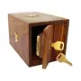 Crafts A to Z Antique Wooden Money Bank Square Shape Coin Bank | Piggy Bank for Kids & Adults with Lock | Money Saving Box Decorative Return Gifts for All (Brown, 2 image