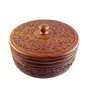 Multipurpose Wooden Casserole with Lid for Chapati (7.5.x7.5x5-inch Outer Dimensions Brown), 2 image