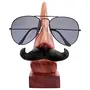 Crafts A to Z Handmade Wooden Nose Shaped Spectacle Specs Eyeglass Sunglasses Evewear Holder Stand with Moustache Spectacle Holder - Wooden Nose-shaped Eyeglass Holder Spectacle Display Stand - Desktop Accessory Makes a Unique and Elegant Christmas or Bir