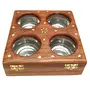 Crafts A To Z Handmade Item Wooden Dry Fruit Box Storage with 4 Bowls (8 X 8 Inches)