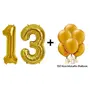 Number 13 Gold Foil Balloon and Latex Balloon