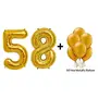 Number 58 Gold Foil Balloon and 50 Nos Gold Color Latex Balloon Combo