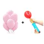Pastel Color Balloons and Balloon Pump Combo - Pack of 25 (Pastel Pink)