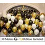 Metallic Balloons (Black/Golden/White_10 Inch_Pack of 50)