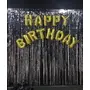 Happy Brthday Letter Foil Balloon Set of (Gold)+2pcs Silver Fringe Curtain (3 X 6 Feet) for Bithday Decoration Party, 3 image