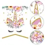 My Party Store Happy Brthday Banner Bunting with 5 Piece Unicorn Balloons and 5 Pieces Golden Confetti Balloons Combo for Unicorn Theme Brthday Party Decoration for Girls, 4 image