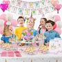 My Party Store Happy Brthday Banner Bunting with 5 Piece Unicorn Balloons and 5 Pieces Golden Confetti Balloons Combo for Unicorn Theme Brthday Party Decoration for Girls, 5 image