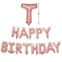 Brthday Combo Pack Happy Brthday Rose Gold Foil Balloons 13 Letters Set + Metallic Round Balloon (Rose Gold WhiteYellow) 30 Balloons+ 13 Letters (Pack of 43), 2 image