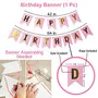 Girls Happy Brthday Balloons Banner Curtains Decorations Kit- 91Pcs for Girl KDs Small First Bday Decoration Items/Home Room Decor/Wife Women Celebration/Princess Quarantine Theme Pink, 3 image