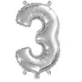 16" inch Number Shape foil Balloon (Silver 3 No.Shape) for Child's Brthday Celebration