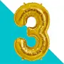 16" Inch 3 Year Golden Foil Balloon / 3 Number Digit Helium Foil Balloon for Party Decoration / Three No. Gold Balloon for Girls Boys - Pack of 1, 4 image