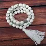 Natural Howlite Mala Crystal Stone 10 mm Faceted / Diamond Cut Bead Mala for Reiki Healing Stone (Color : White & Grey), 2 image