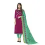 DnVeens Women's Cotton Slub Unstitched Heavy Dupatta Salwar Suit Dress Material (BLOSSOM7012; Purple; Green; Free Size)