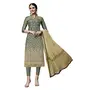 DnVeens Women's Cotton Embroidered Unstitched Dress Material with Dupatta - MDSULTANA7302; Green and White; Free size