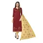 DnVeens Woman Cotton Slub Heavy Dupatta Salwar Suit Dress Material (BLOSSOM7006 Red Beige Unstitched)