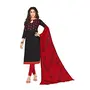 DnVeens Cotton Slub Salwar Kameez Dress Material for Womens (DHADAK4001 Black Red Unstitched)