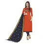 DnVeens Woman Cotton Slub Heavy Dupatta Salwar Suit Dress Material (BLOSSOM7011 Orange Blue Unstitched)