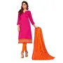 DnVeens Women's Cotton Heavy Unstitched Salwar Suit Dress Material with Dupatta (BLGNGFLRNC12; Pink and Orange; Free Size)