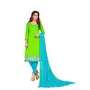 DnVeens Woman Cotton Heavy Dupatta Salwar Suit Dress Material (Green Sky Unstitched)
